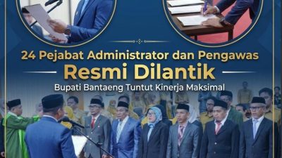 24 Pejabat Administrator dan Pengawas Resmi Dilantik, Bupati Bantaeng Tuntut Kinerja Maksimal
