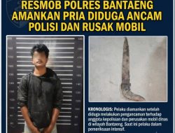 Resmob Polres Bantaeng Amankan Pria Diduga Ancam Polisi dan Rusak Mobil