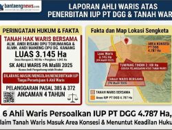 Keabsahan IUP PT Daya Guna Gemilang (DGG) 4.787 Ha di Desa Harapan Dipertanyakan: Diduga Caplok Tanah Waris 2.100 Ha Milik Almh. Andi Maneng Opu Daeng Kanang & 44.266 M² Milik Risani Opu Torumanga, 6 Ahli Waris Lapor ke Polres & ESDM