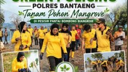 Wujudkan Green Policing, Polres Bantaeng Tanam Pohon Mangrove di Pesisir Pantai Bombong Biangkeke